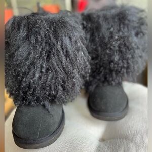 UGG Black Mongolian Shearling Boots Size 8